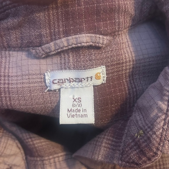 Carhartt Purple Button Down Shirt with Plaid Pattern and Long Sleeves - Picture 3 of 6